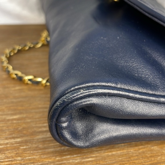 Vanessa Navy Quilted Braided Foldover Shoulder Bag - Picture 4 of 9